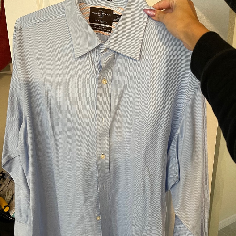 Men’s Blue Button Shirt Sz 18 neck